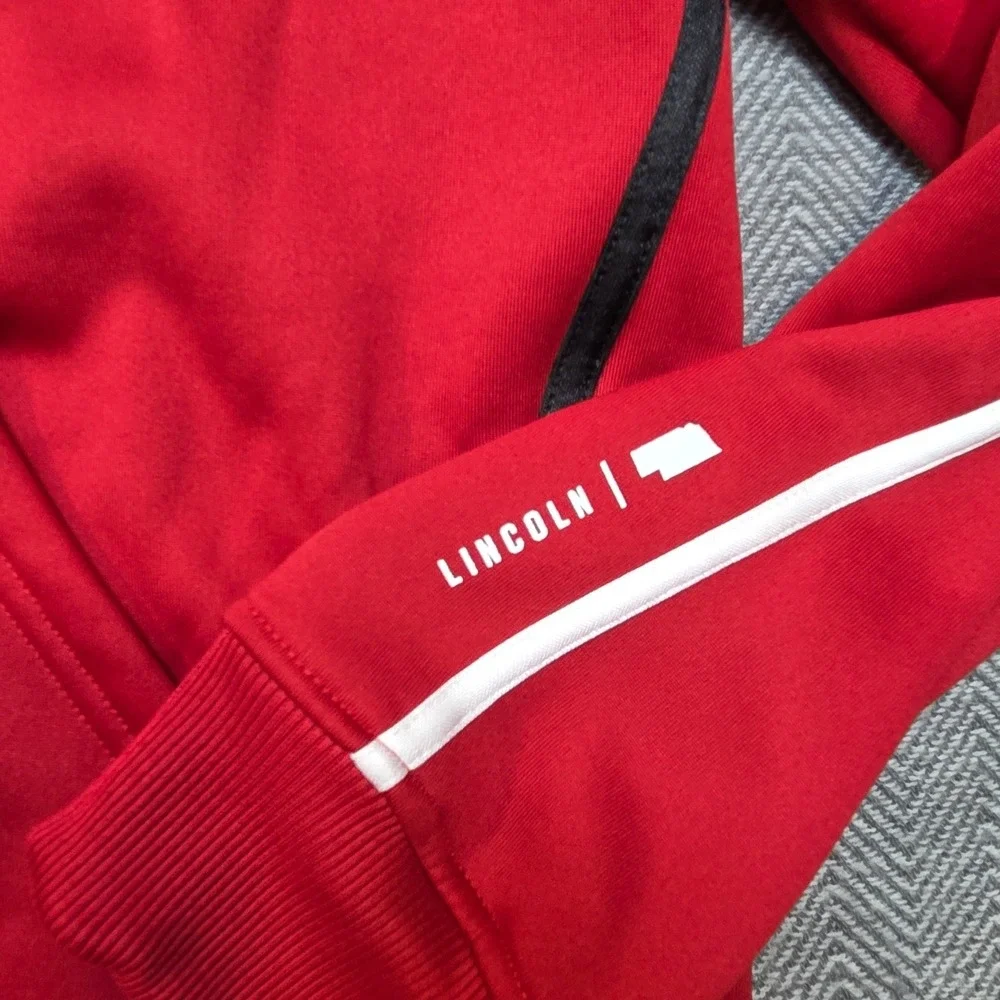 Adidas Nebraska Huskers Red Pullover Hoodie Mens Large Lincoln NCAA Sweatshirt